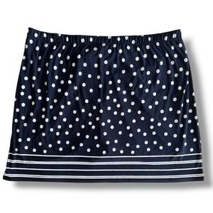 Susan Graver Skort Womens 1X Navy White Polka Dot Pull-on Striped Trim Golf